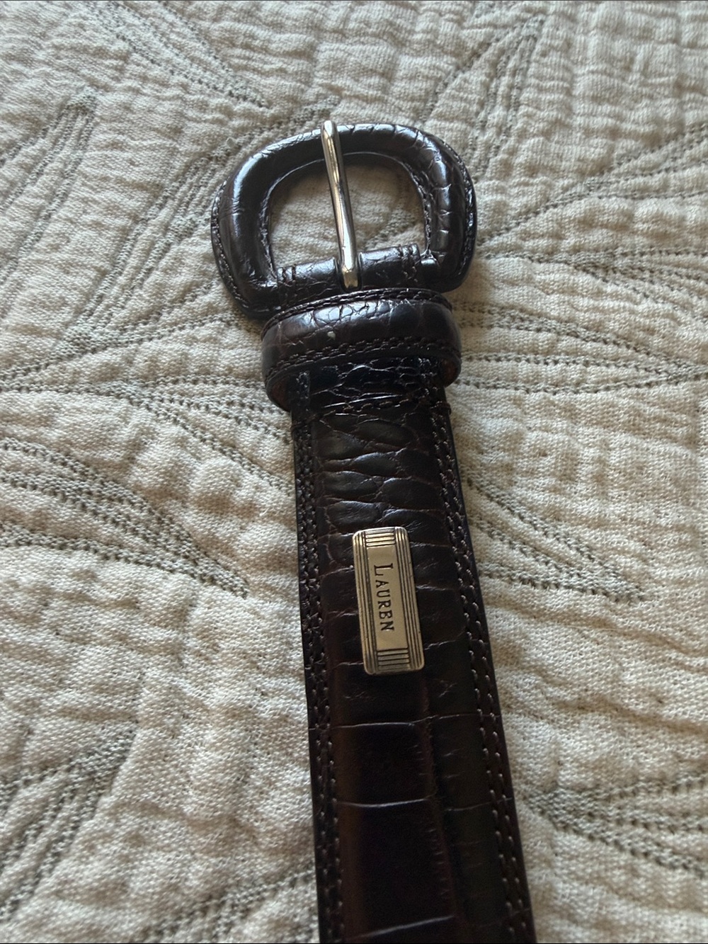 Vintage Lauren Ralph Lauren Brown Croc-Embossed Leather Belt; XL